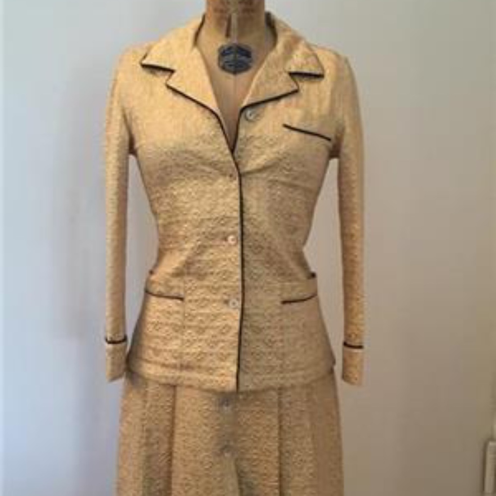 PRADA Gold Silk Skirt & Jacket Set * Size 40